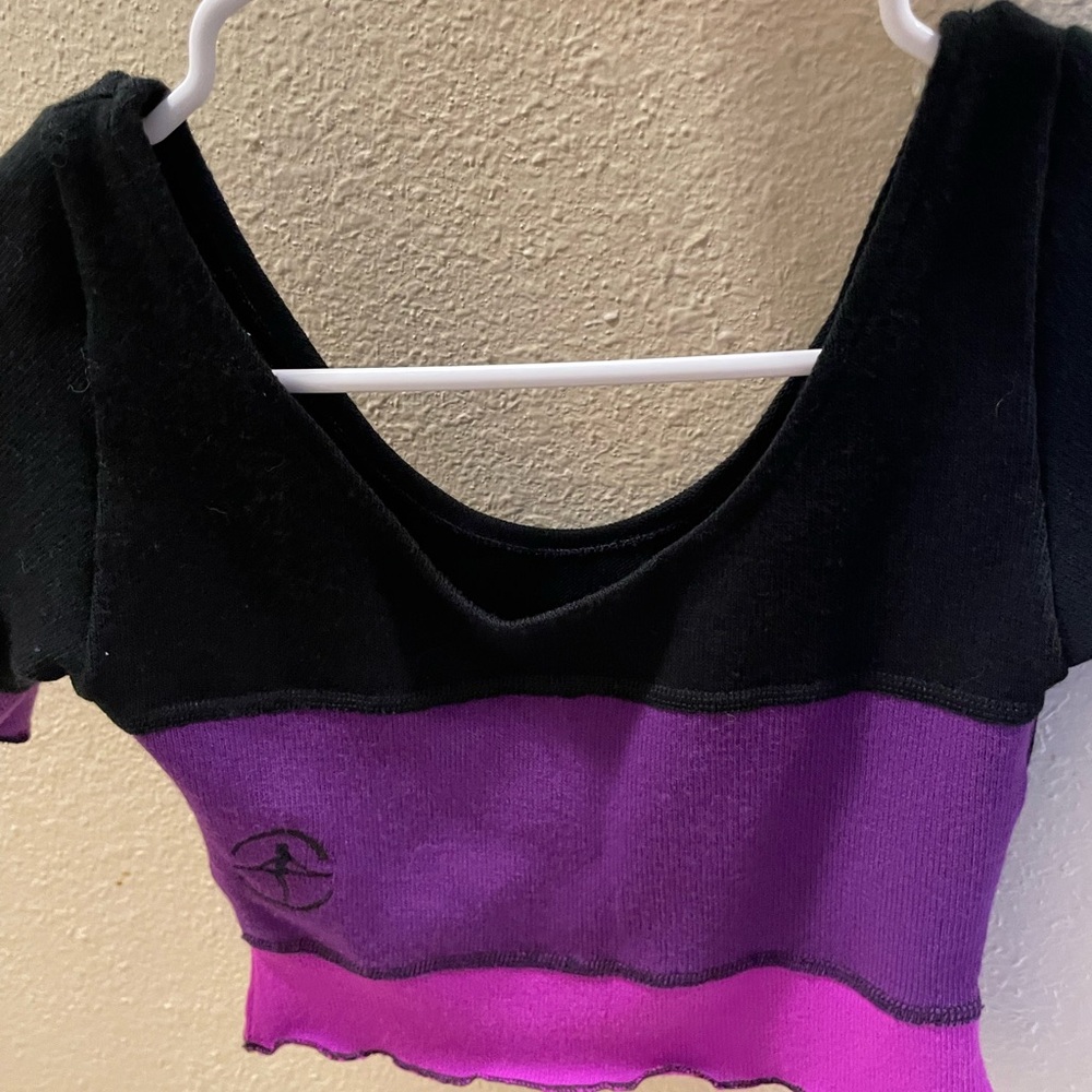 Women's Black and Purple Crop Top